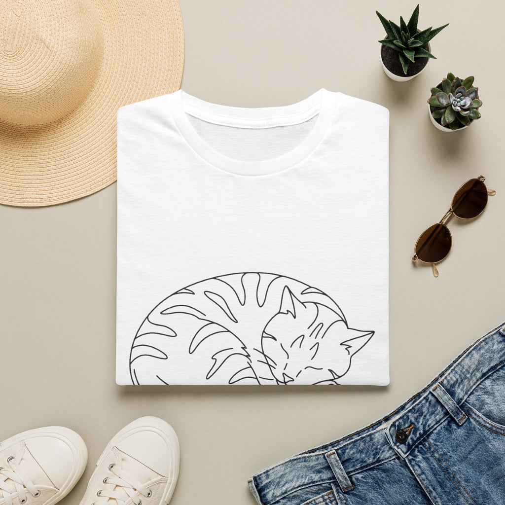 Cat Outline Black T-Shirt