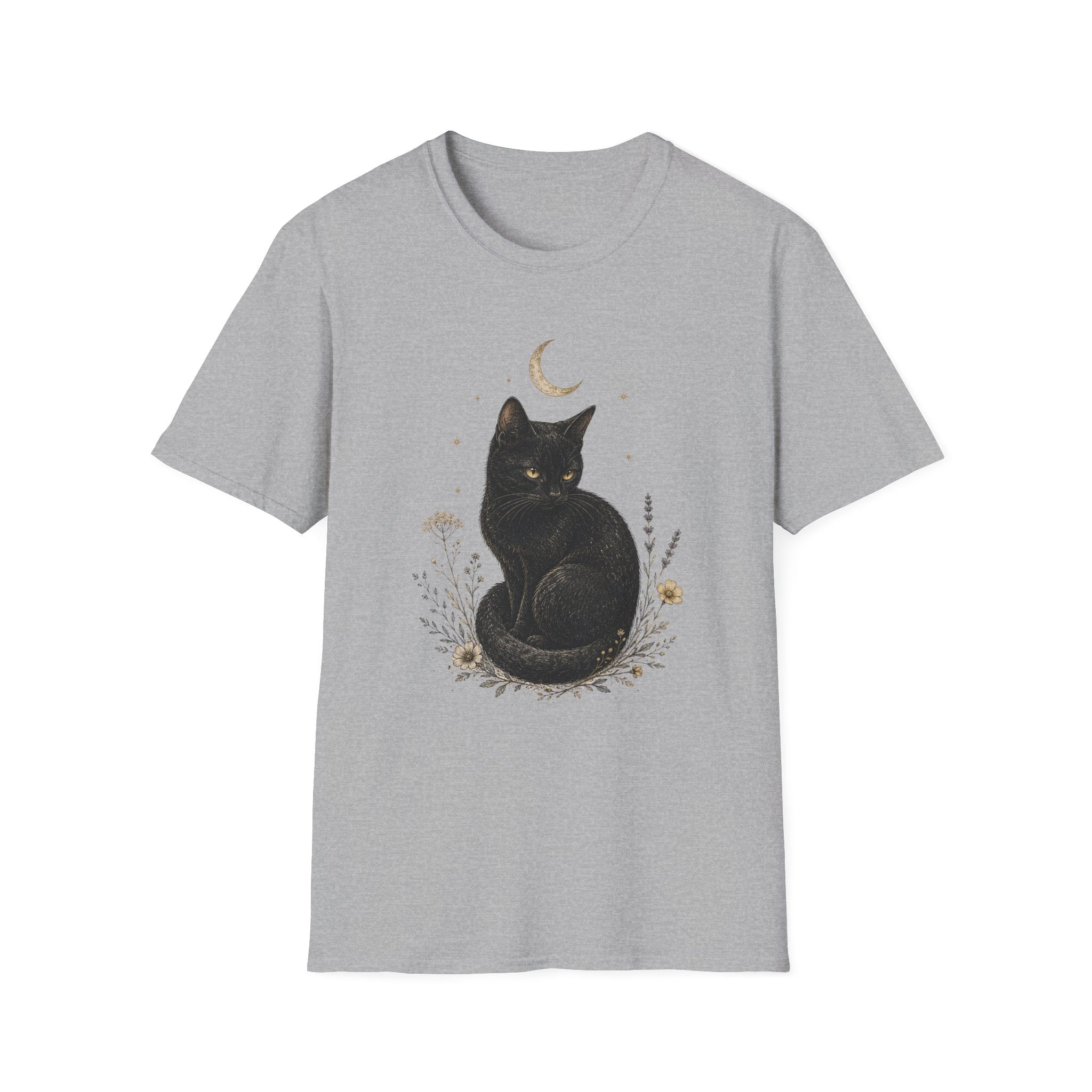 Black cat Moon Turned T-Shirt