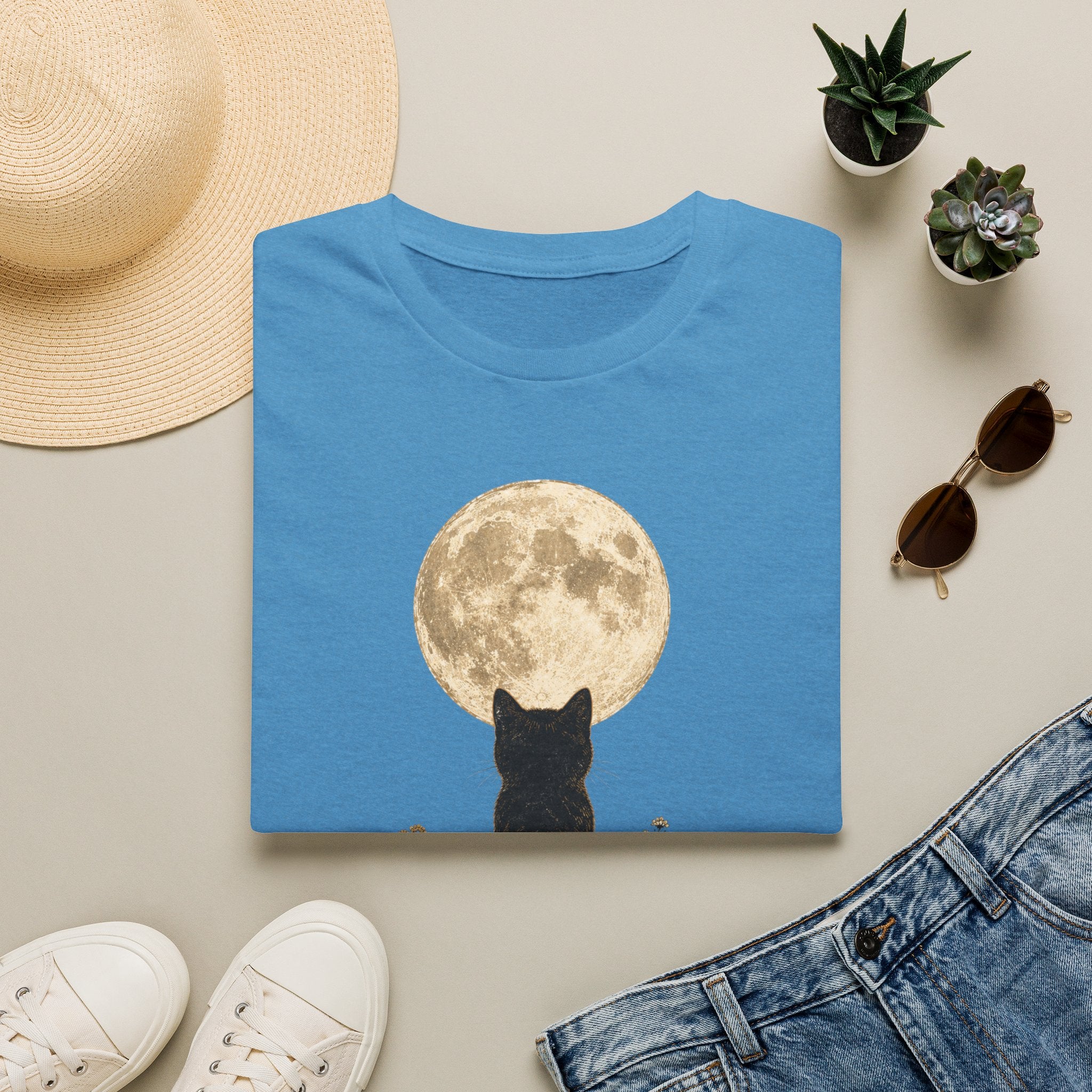 Black cat Moon T-Shirt