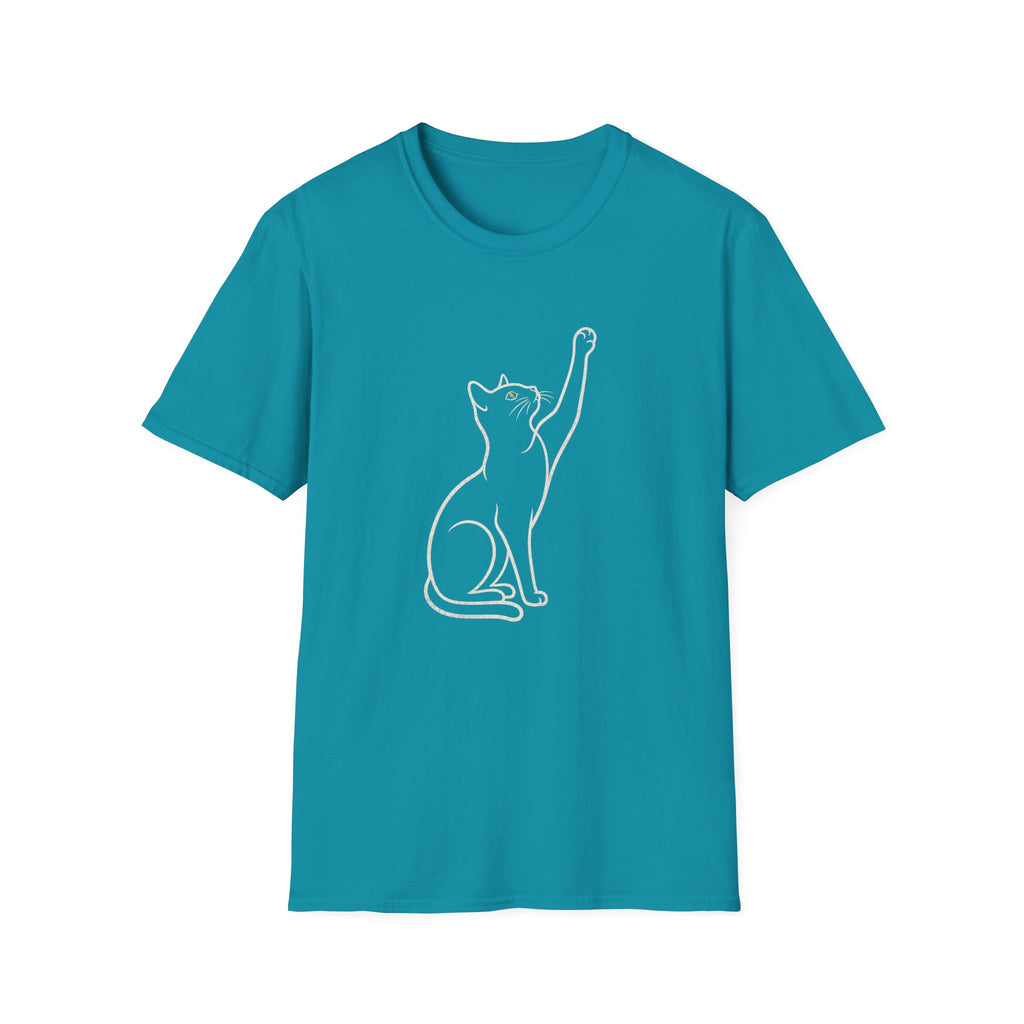 Cat Line Art White T-Shirt
