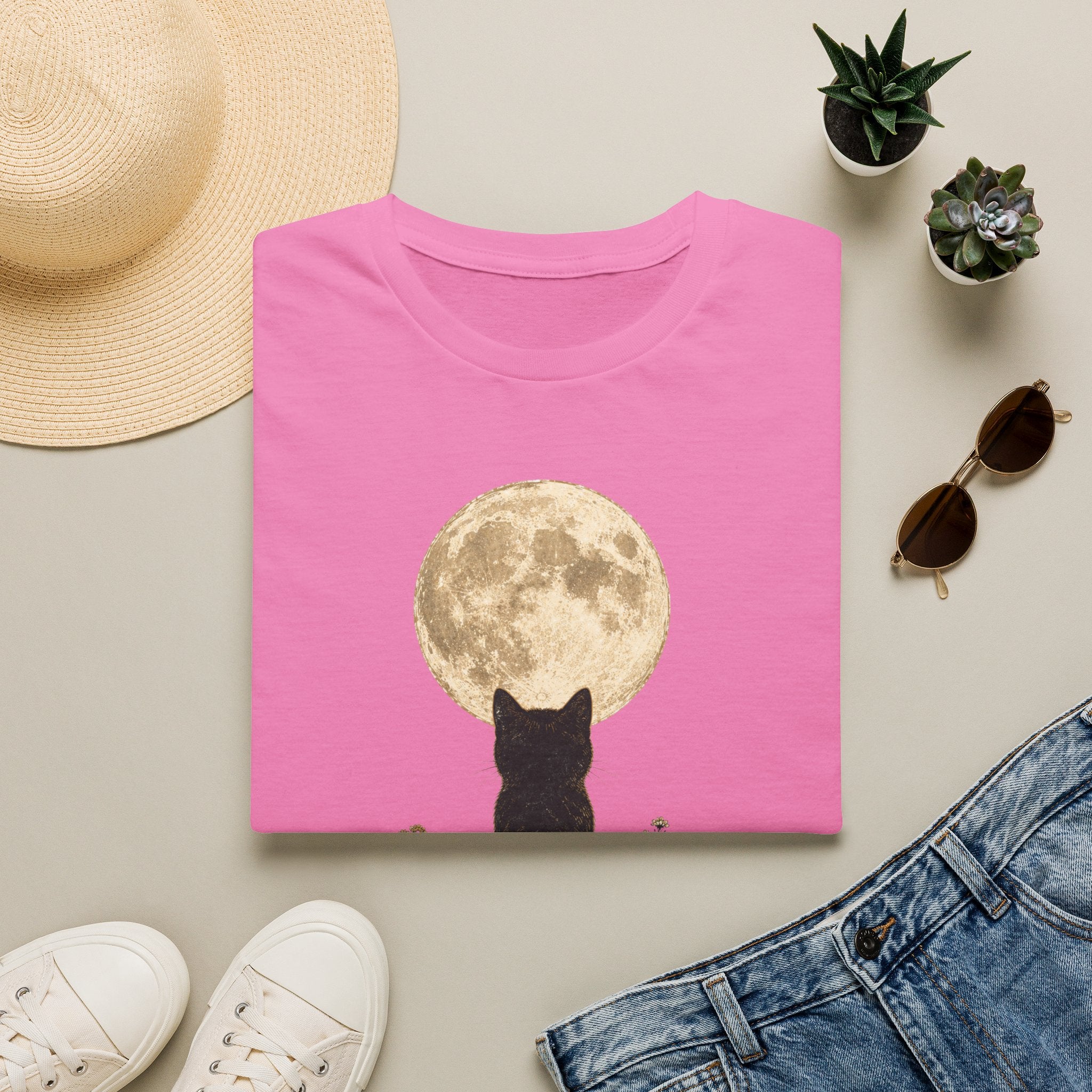 Black cat Moon T-Shirt