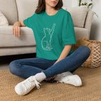 Cat Line Art White T-Shirt