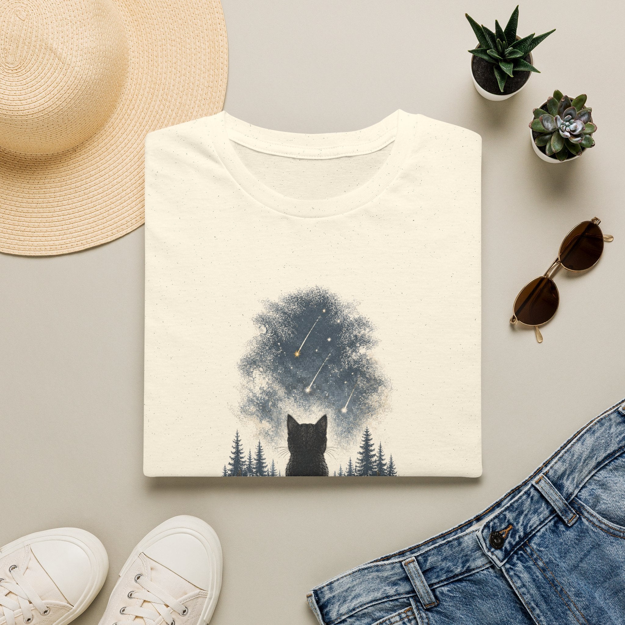 Cat watching Stars T-Shirt