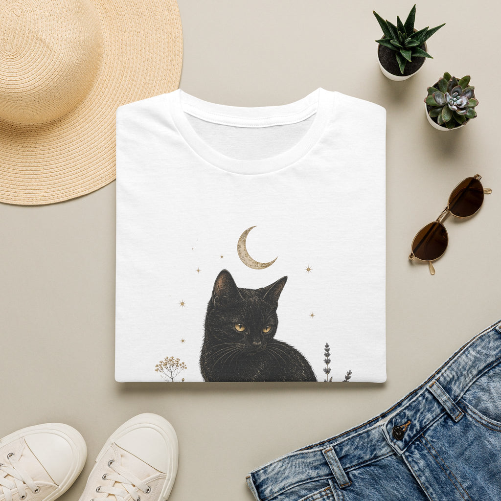 Black cat Moon Turned T-Shirt