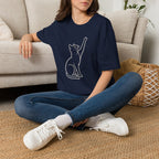 Cat Line Art White T-Shirt