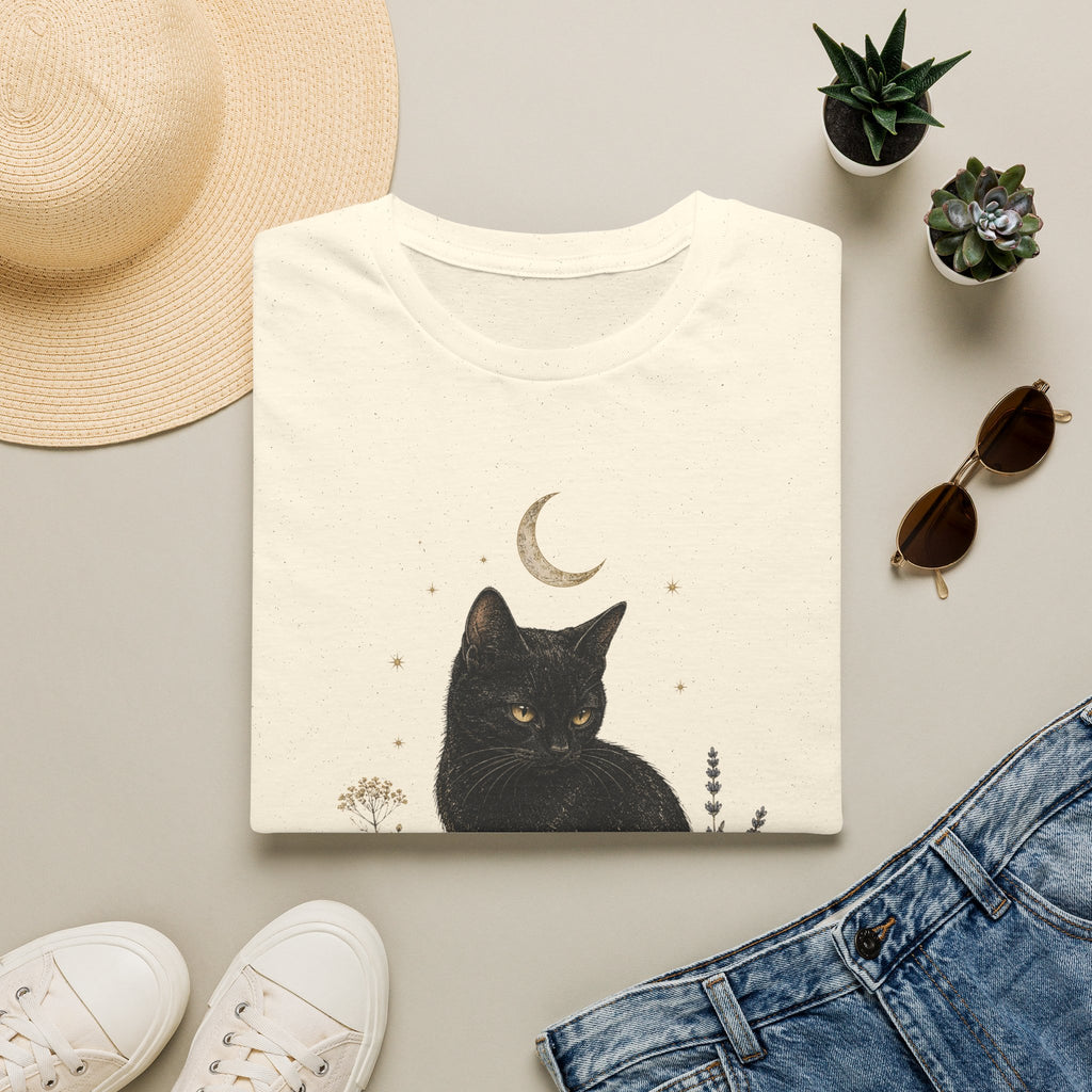 Black cat Moon Turned T-Shirt