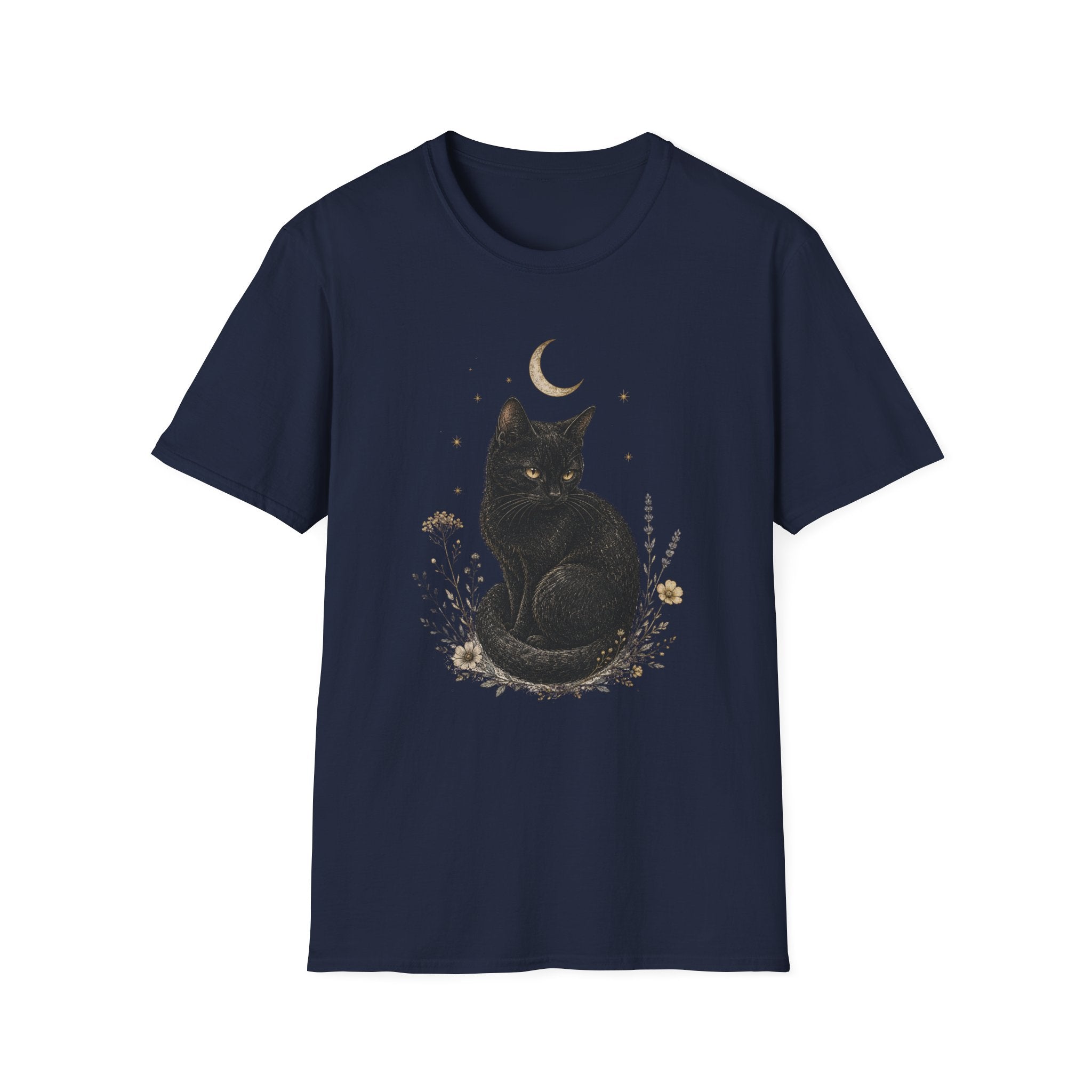 Black cat Moon Turned T-Shirt