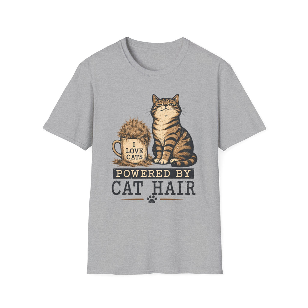 Powered By cat Hair-T-Shirt