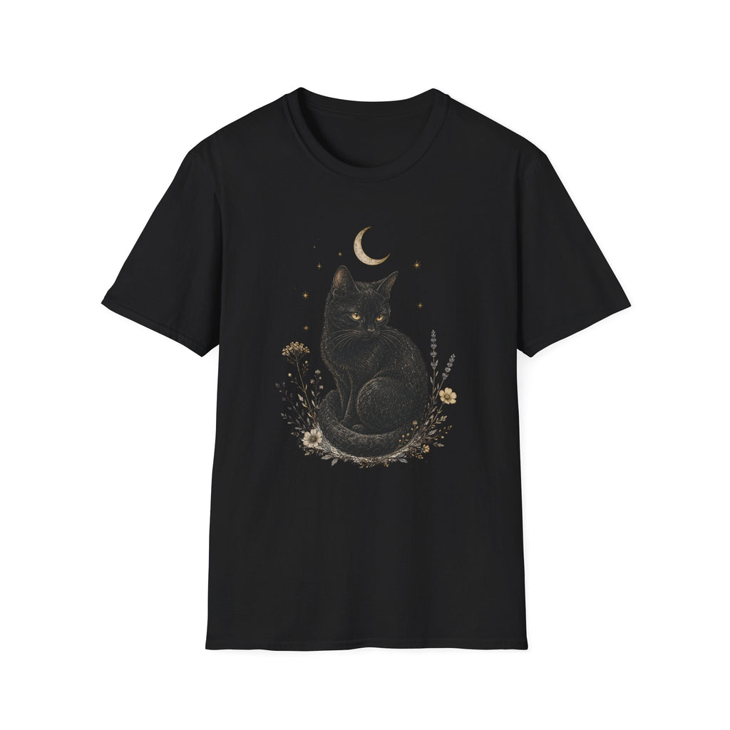 Black cat Moon Turned T-Shirt