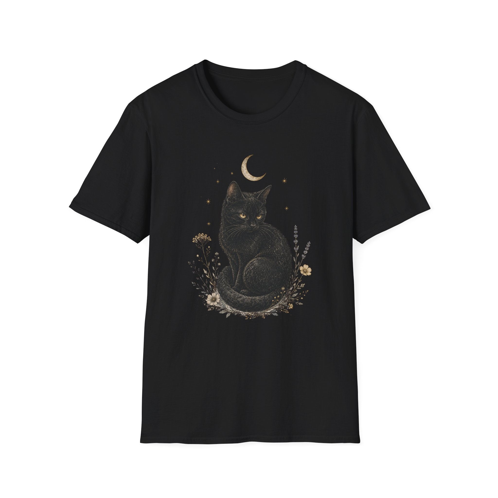 Black cat Moon Turned T-Shirt