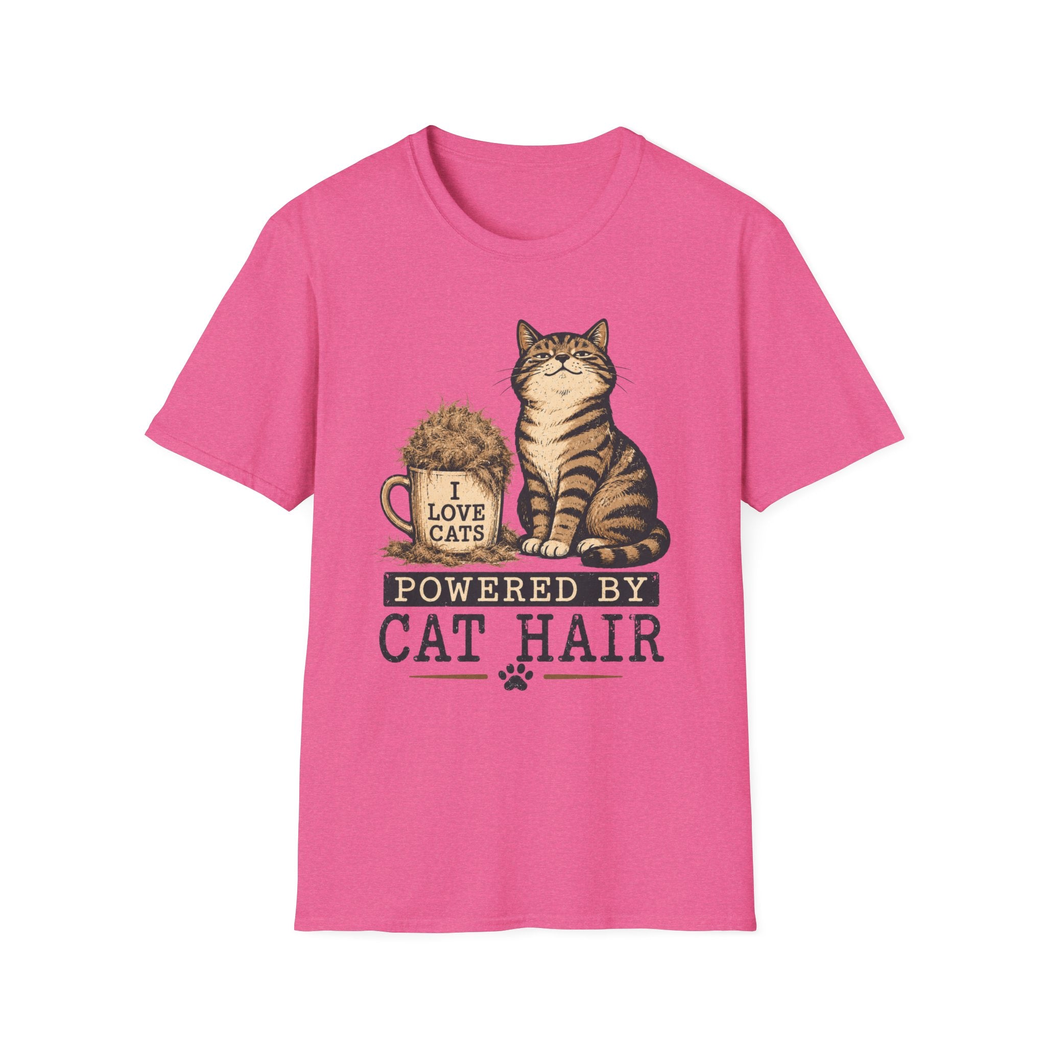 Powered By cat Hair-T-Shirt