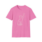 Cat Line Art White T-Shirt