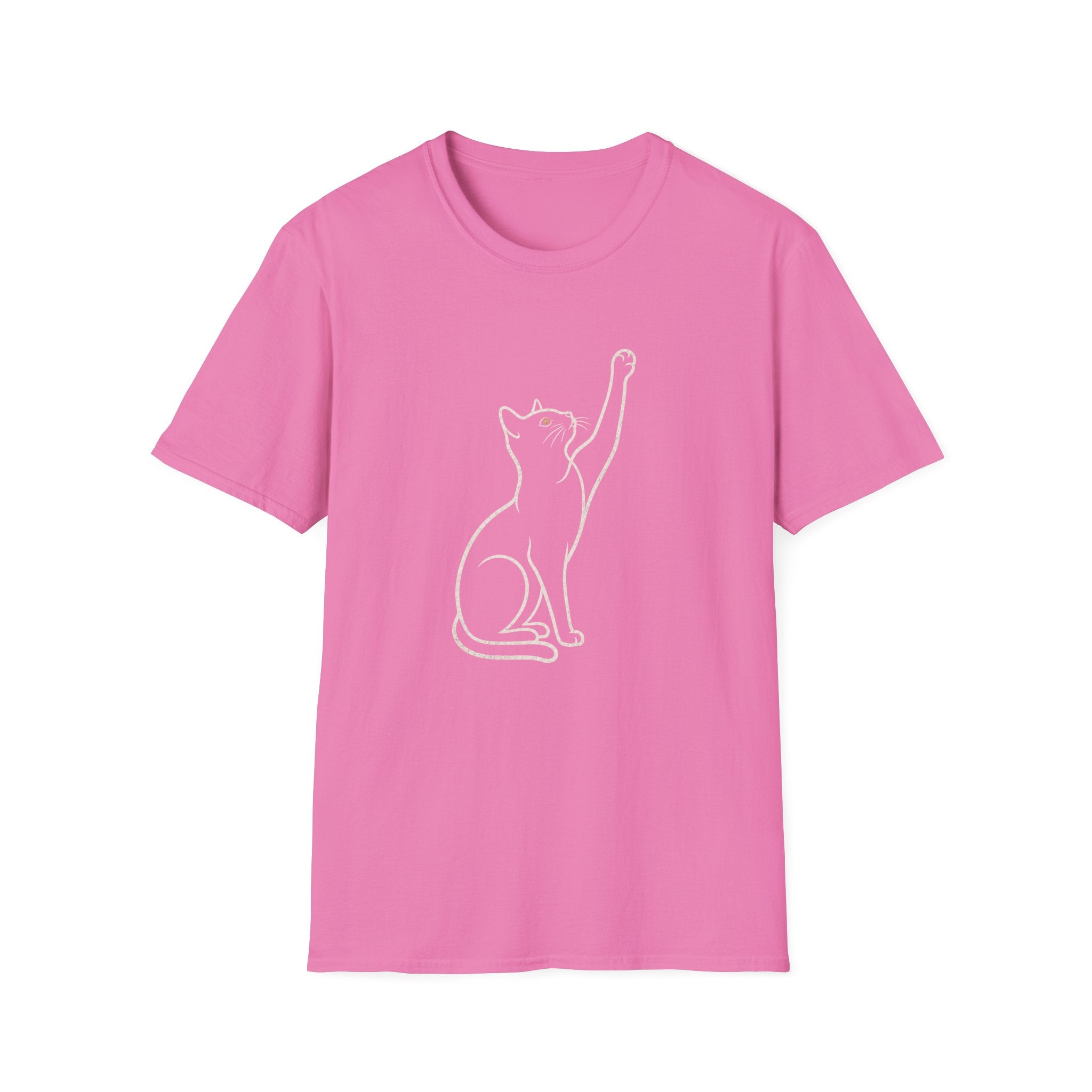 Cat Line Art White T-Shirt