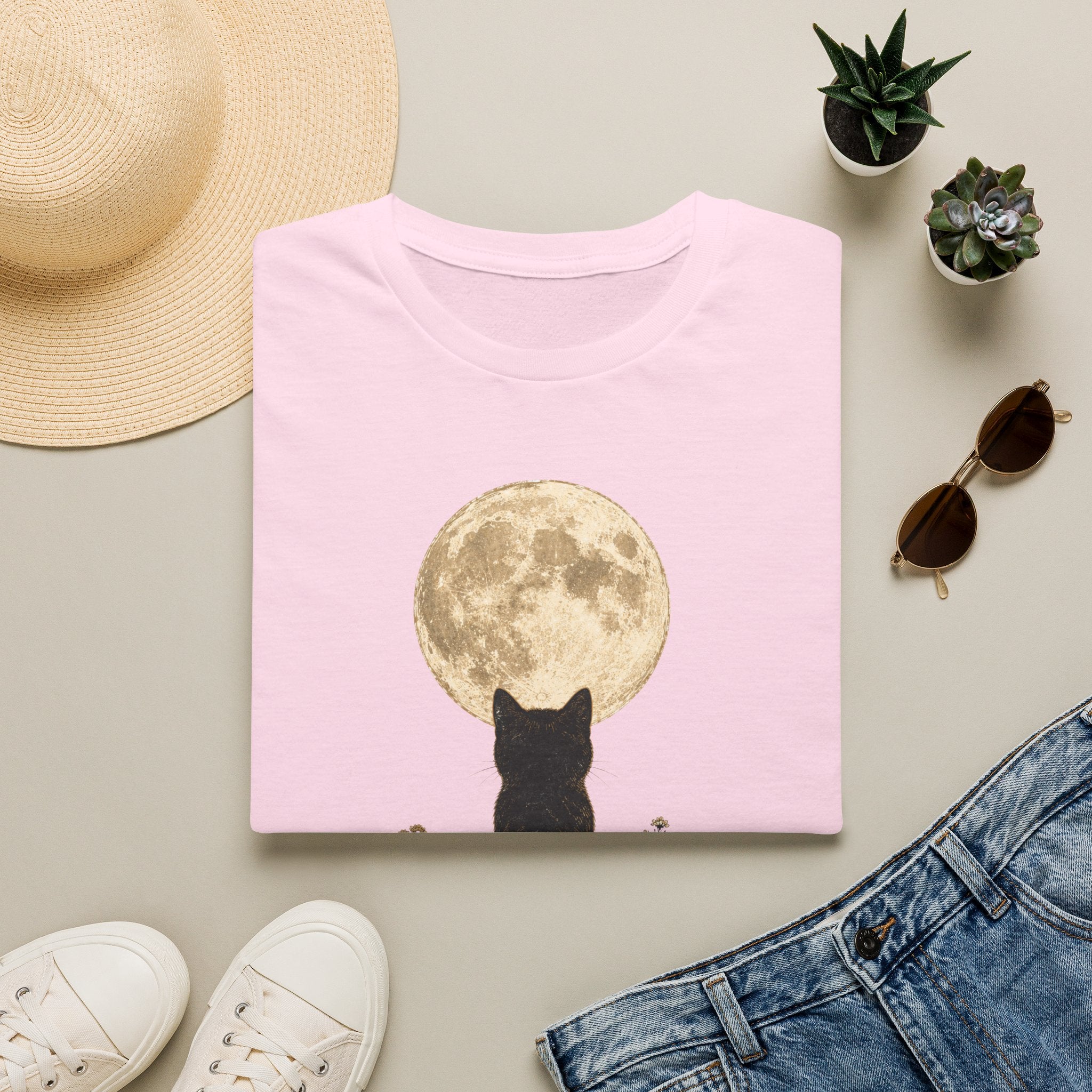 Black cat Moon T-Shirt