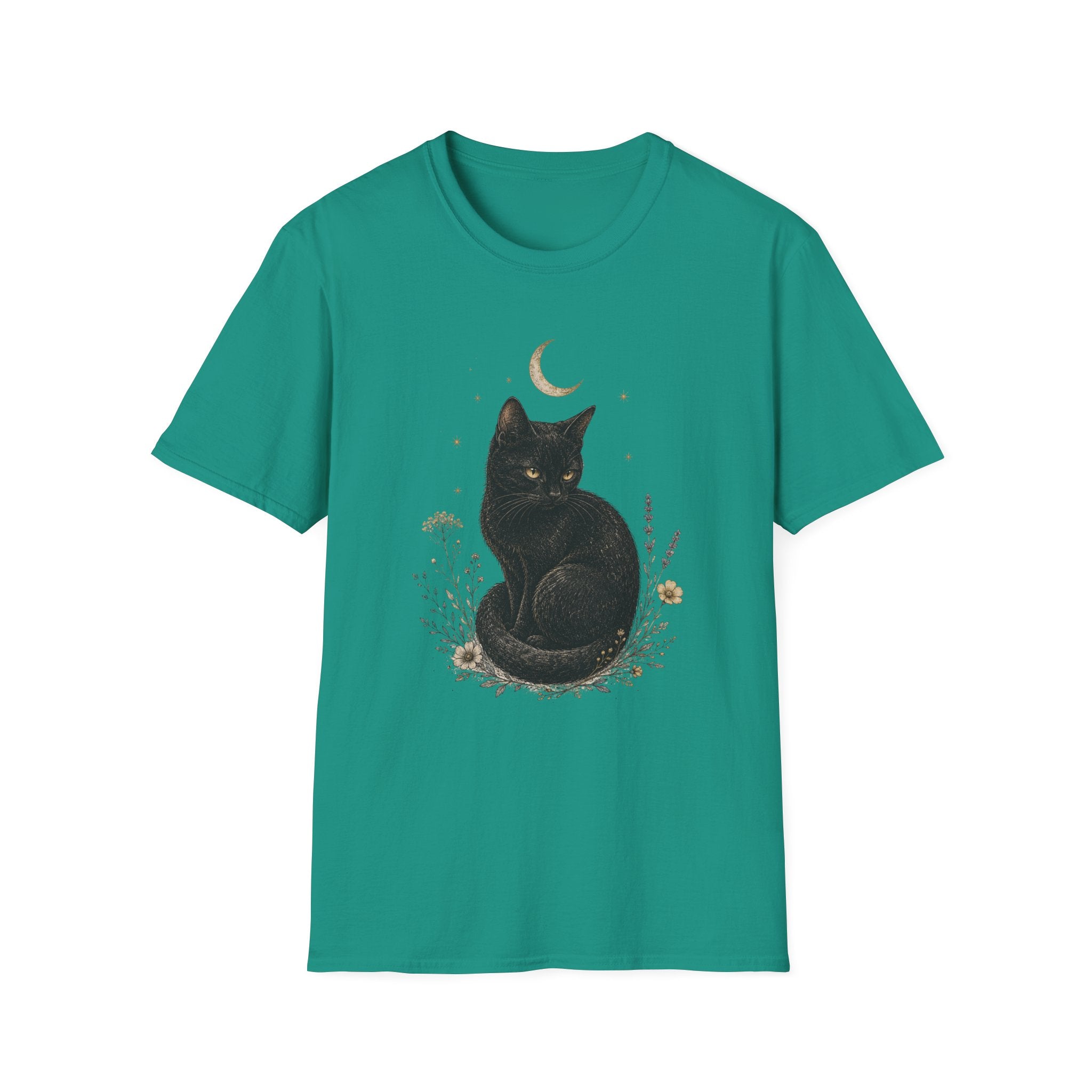 Black cat Moon Turned T-Shirt