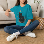 Black cat Moon Turned T-Shirt