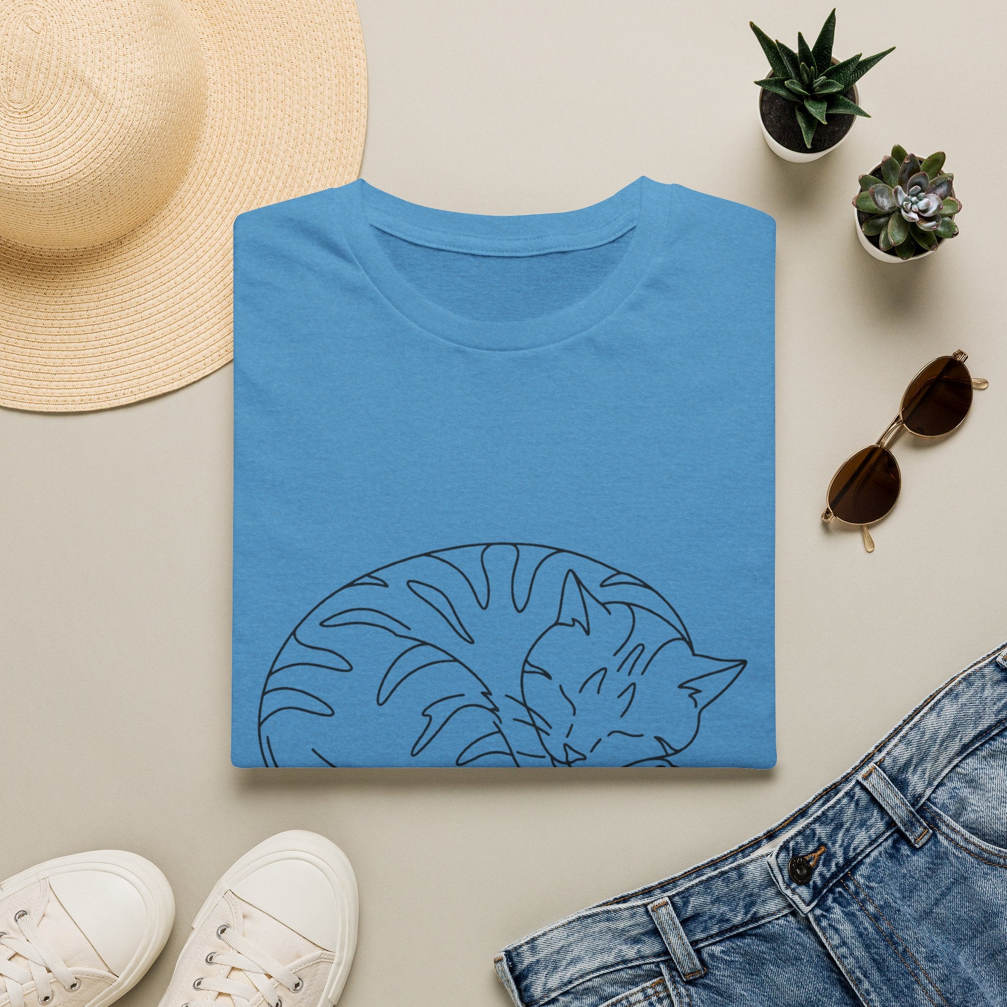 Cat Outline Black T-Shirt