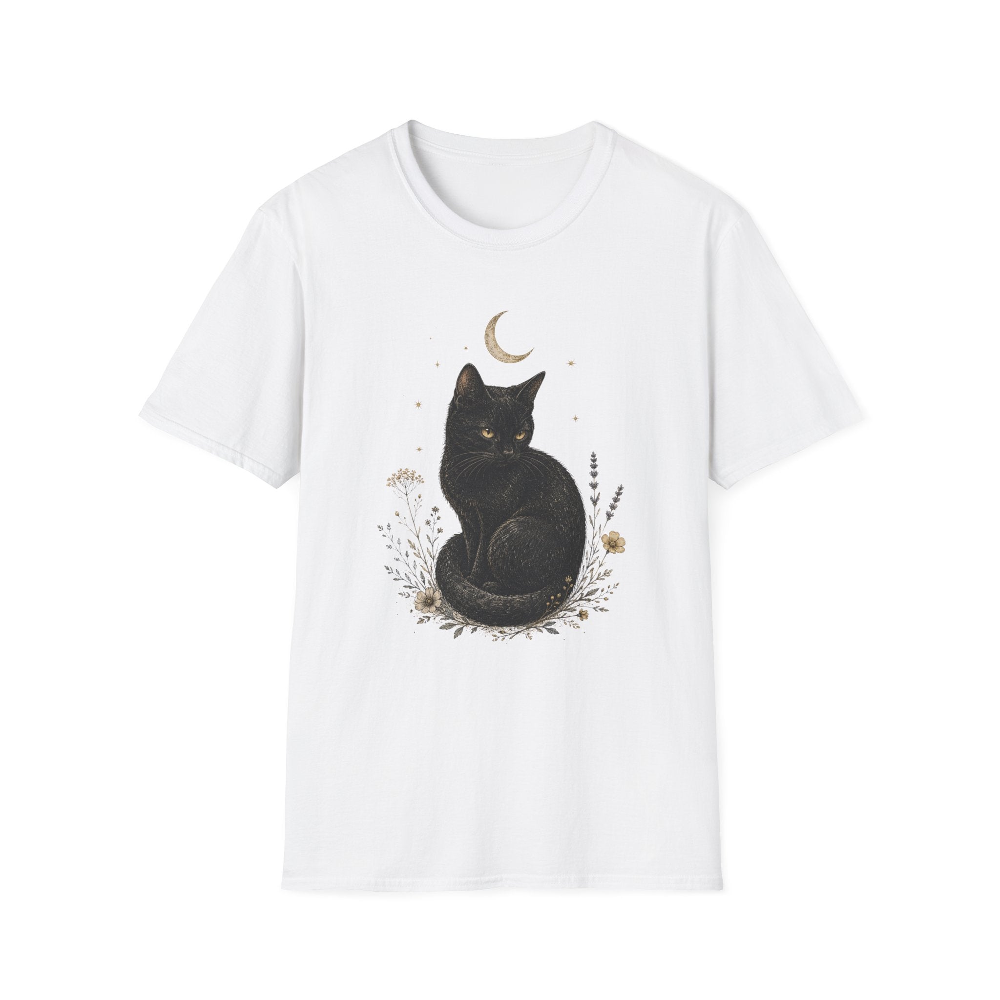 Black cat Moon Turned T-Shirt