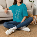 Cat Line Art White T-Shirt