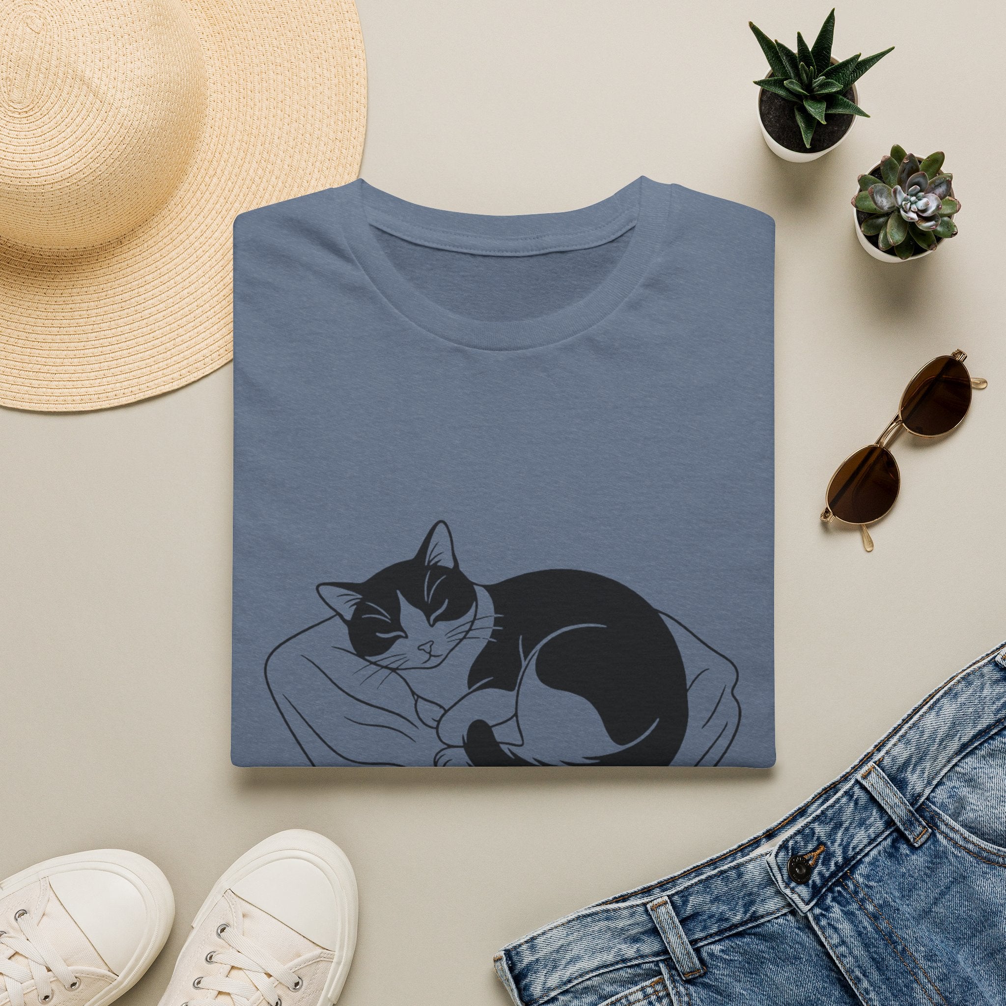 Line Art Tuxedo Sleeping T-Shirt