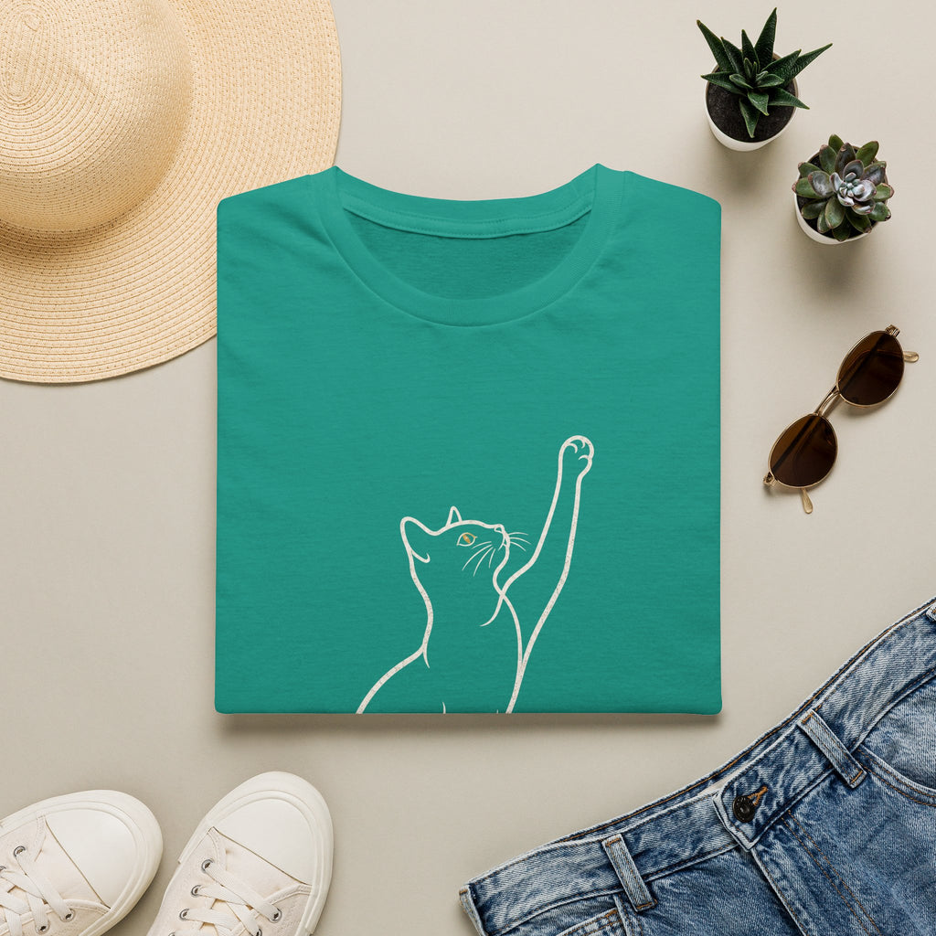 Cat Line Art White T-Shirt