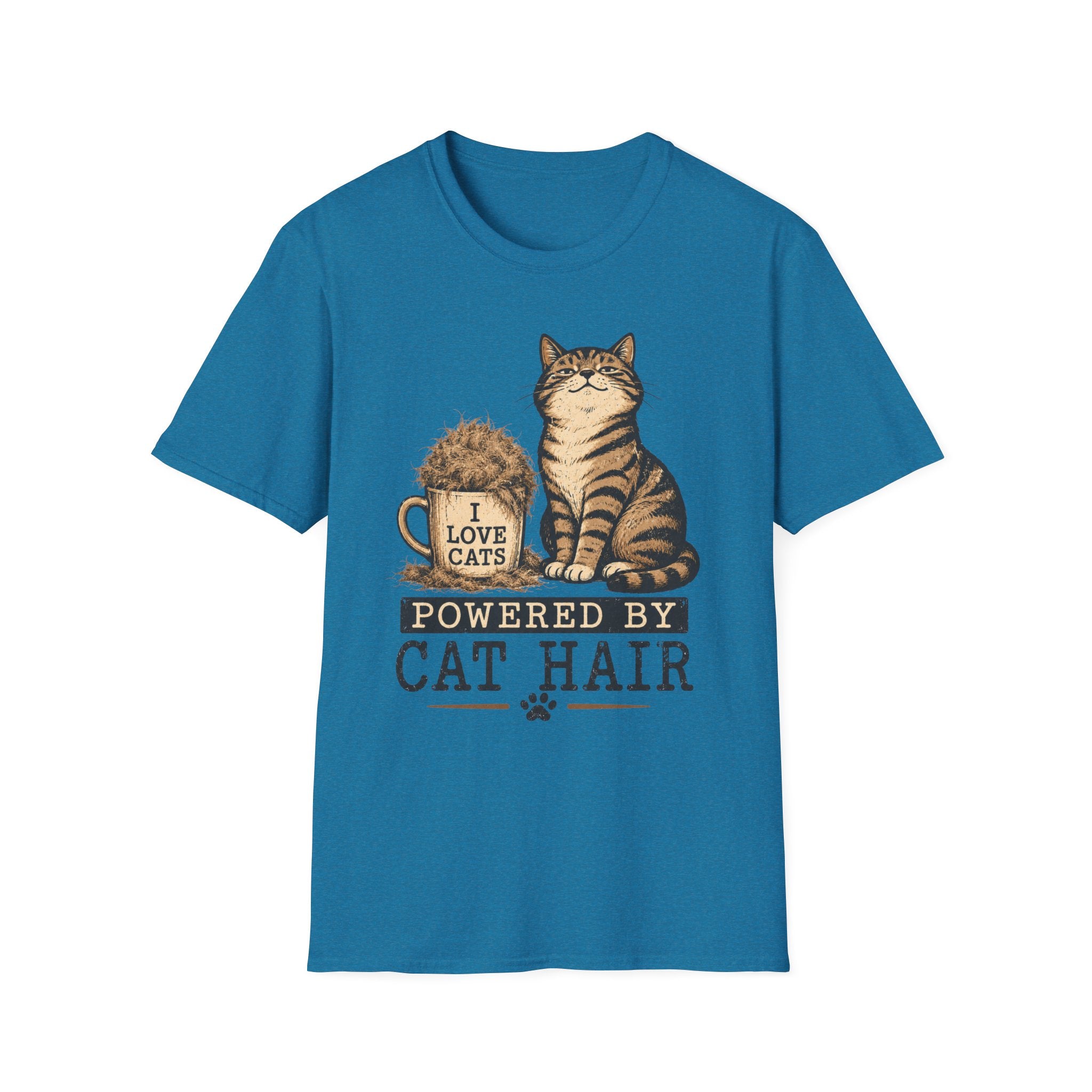 Powered By cat Hair-T-Shirt
