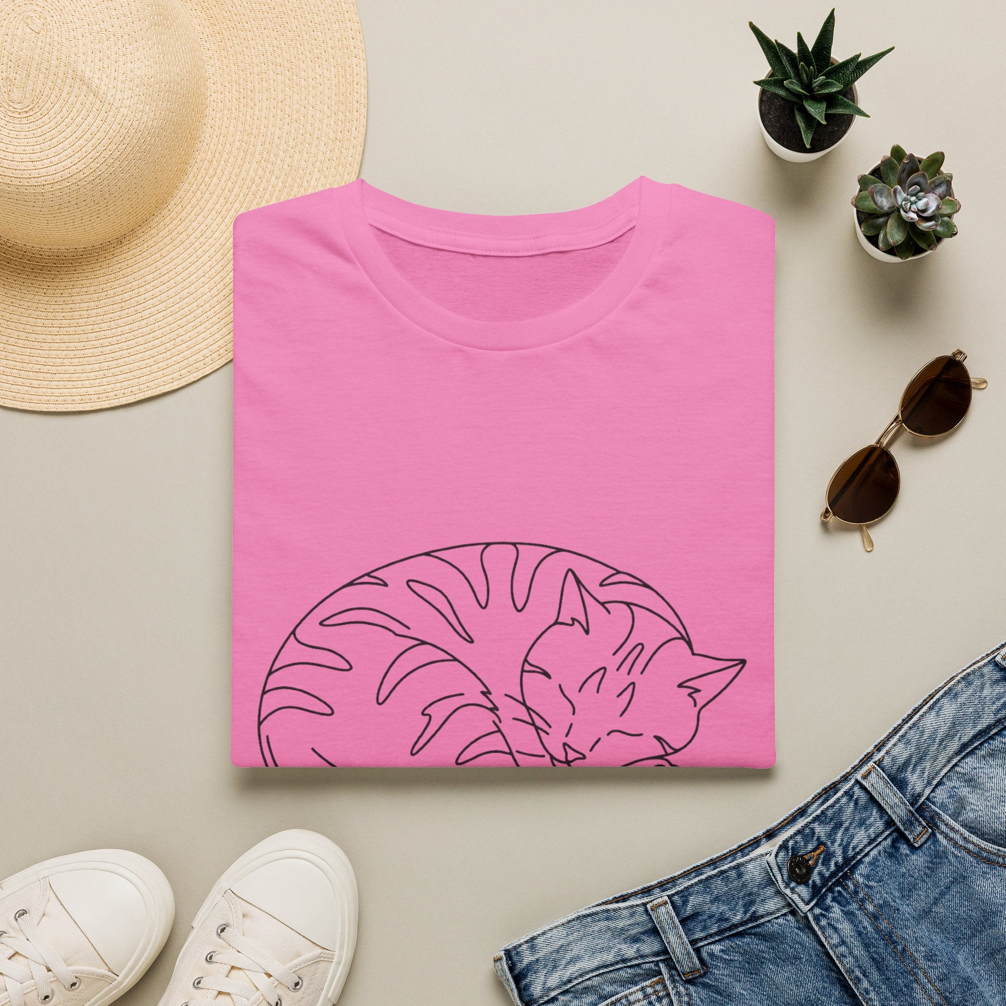 Cat Outline Black T-Shirt