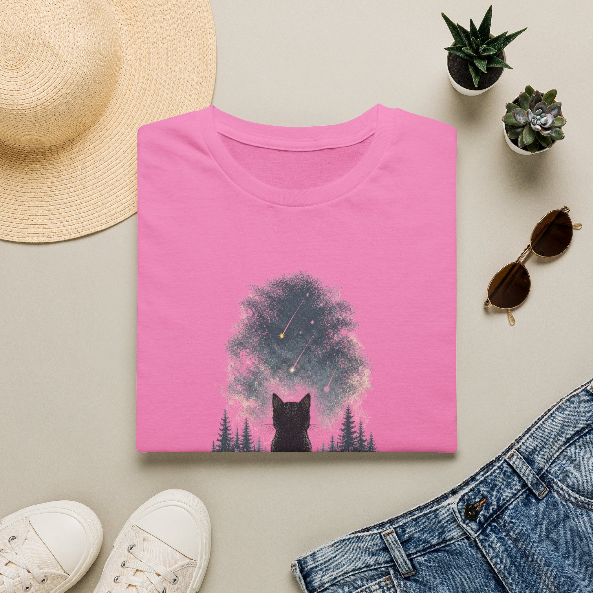 Cat watching Stars T-Shirt