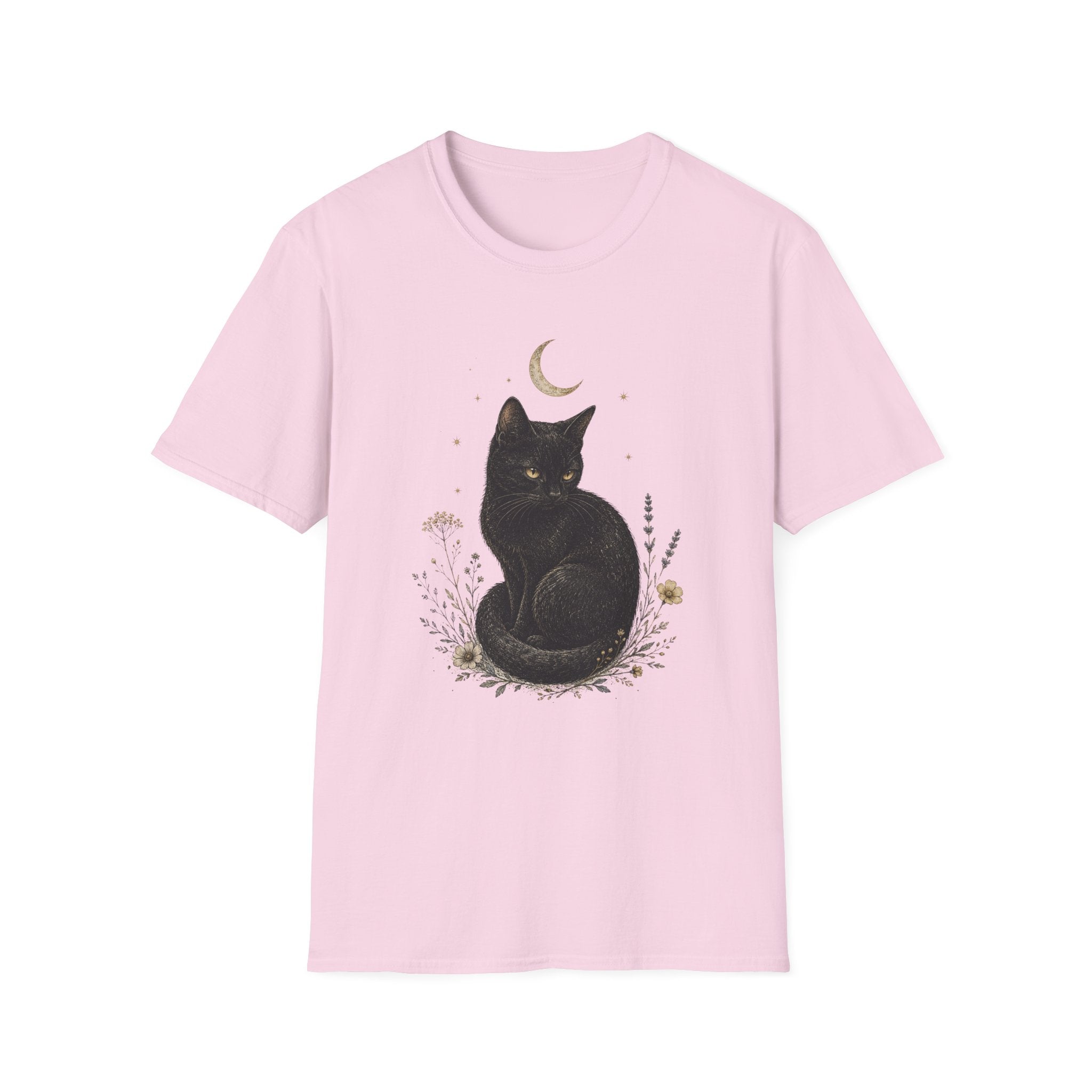 Black cat Moon Turned T-Shirt