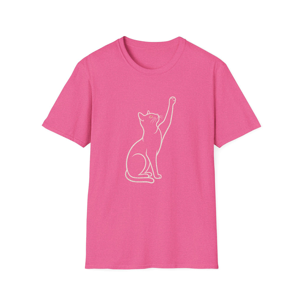 Cat Line Art White T-Shirt