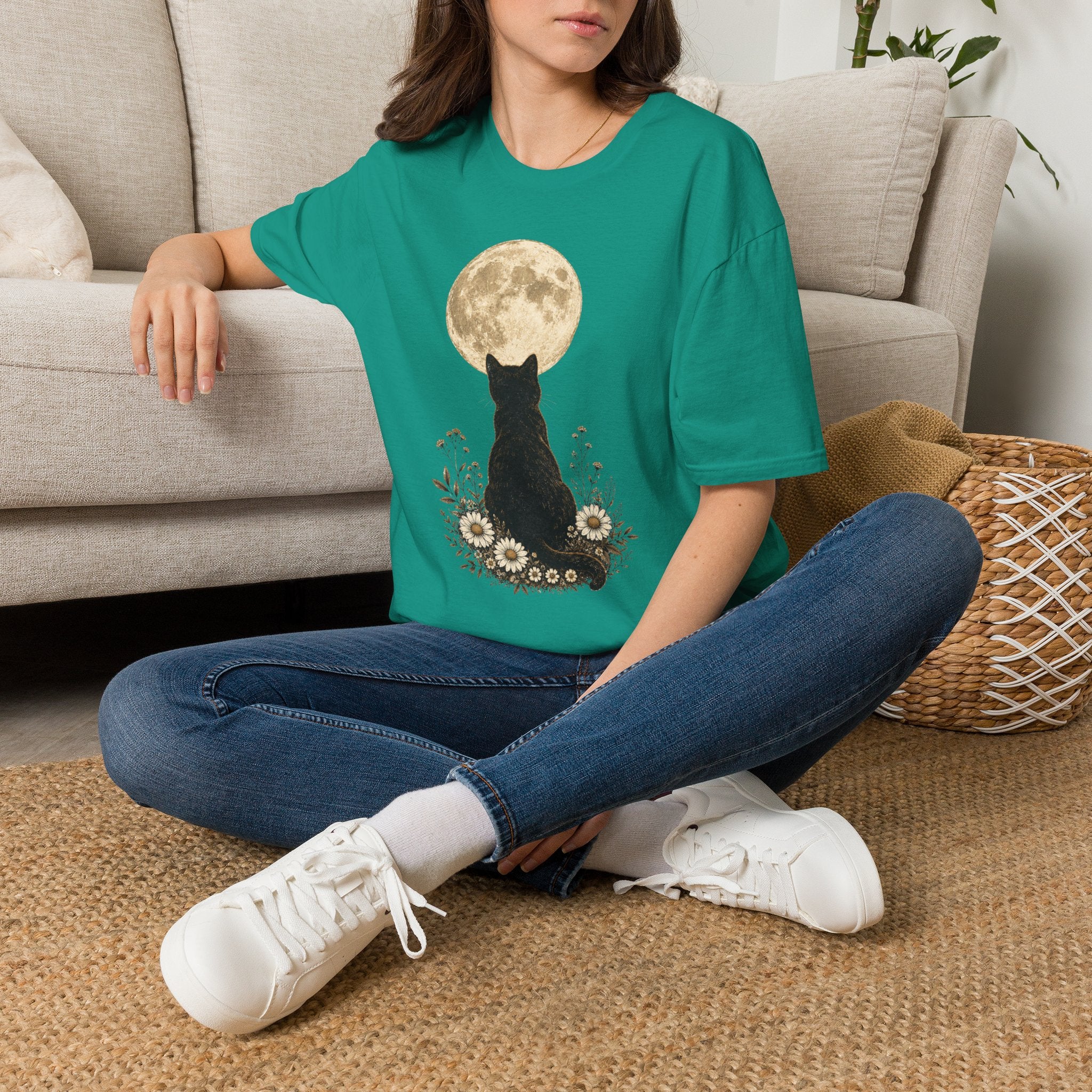 Black cat Moon T-Shirt