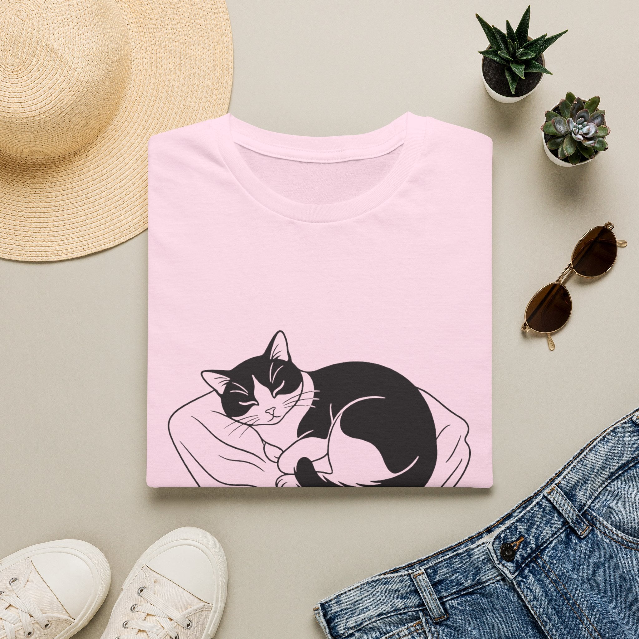 Line Art Tuxedo Sleeping T-Shirt