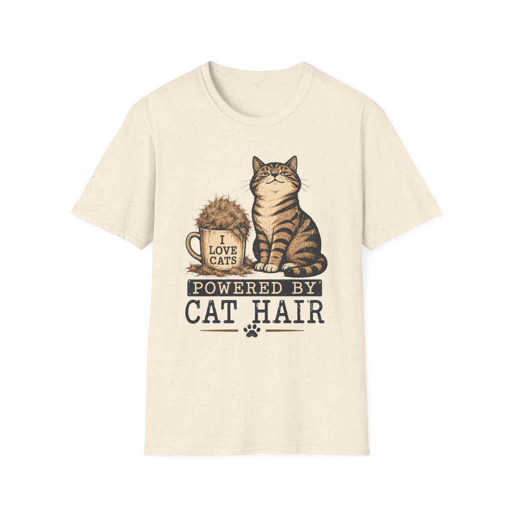 Powered By cat Hair-T-Shirt