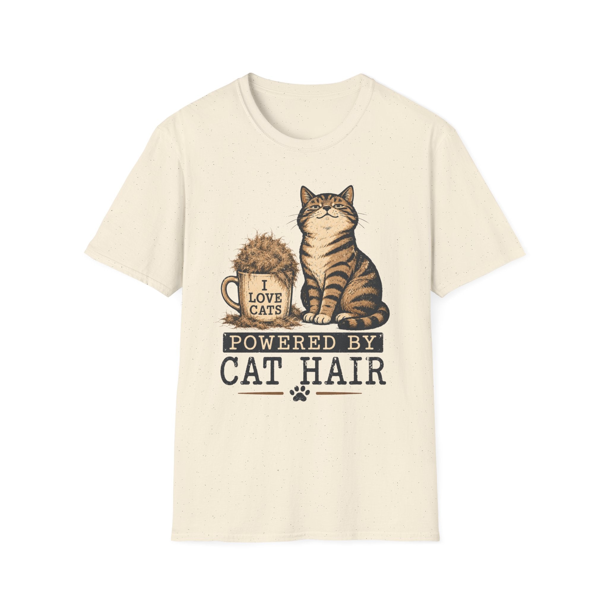 Powered By cat Hair-T-Shirt