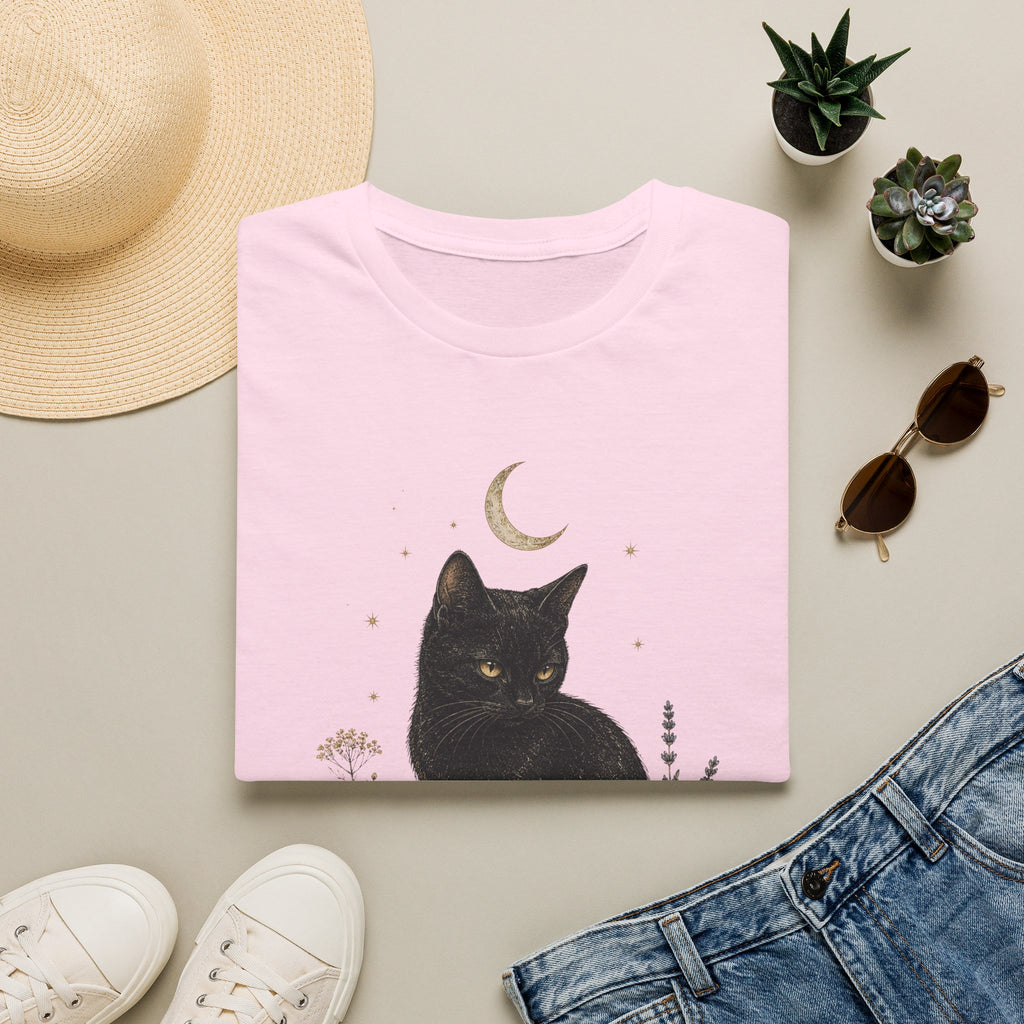 Black cat Moon Turned T-Shirt