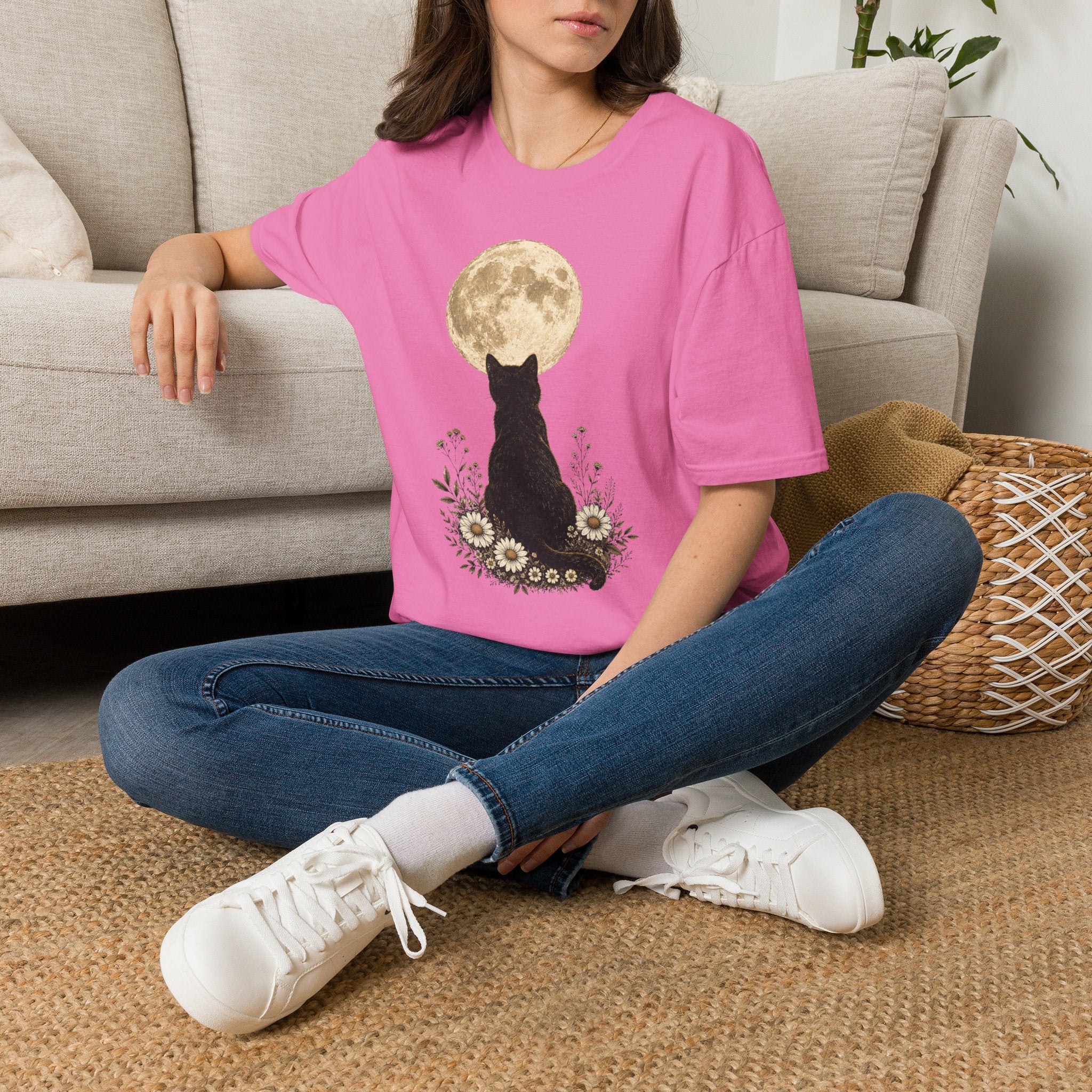 Black cat Moon T-Shirt