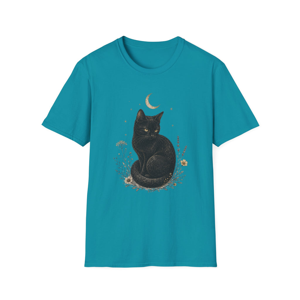 Black cat Moon Turned T-Shirt