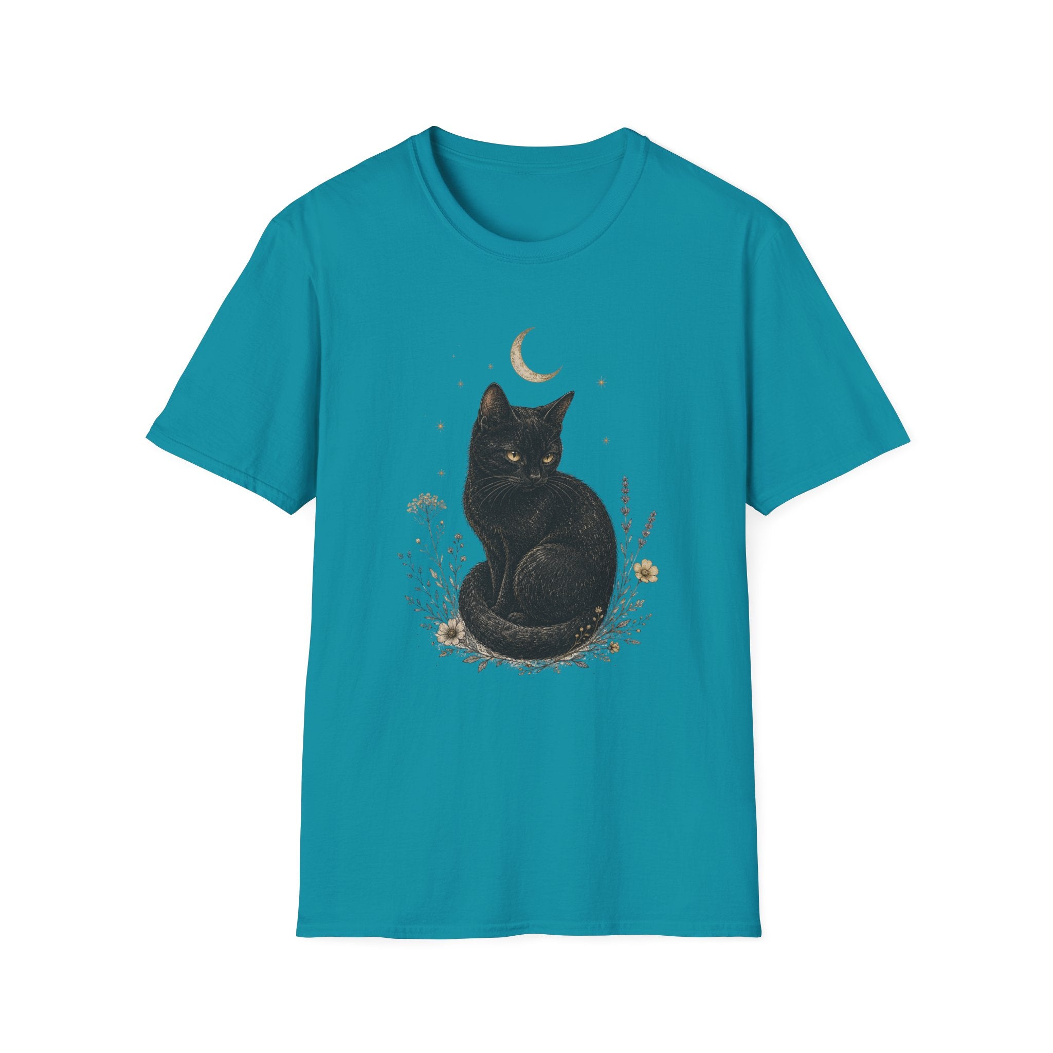 Black cat Moon Turned T-Shirt