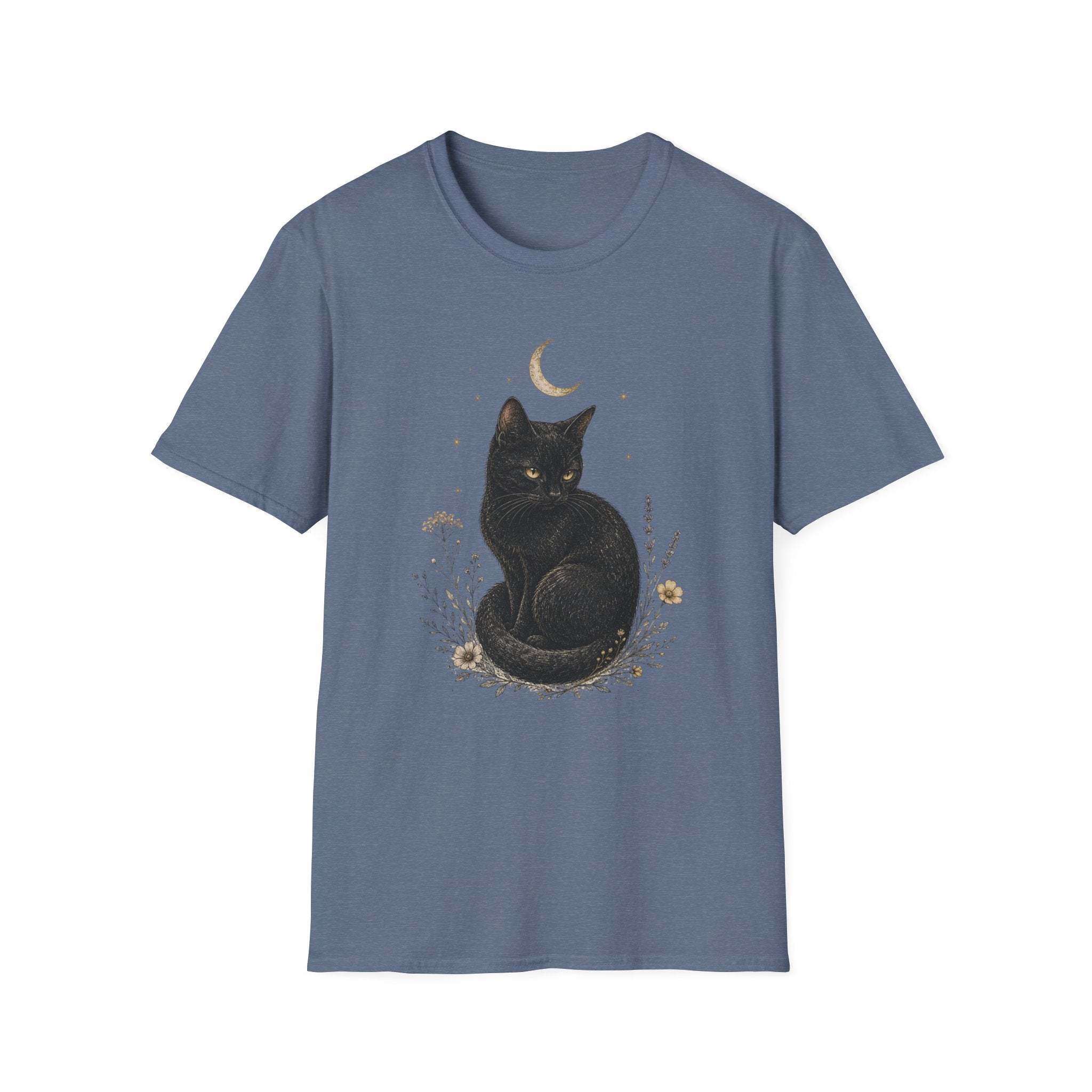 Black cat Moon Turned T-Shirt