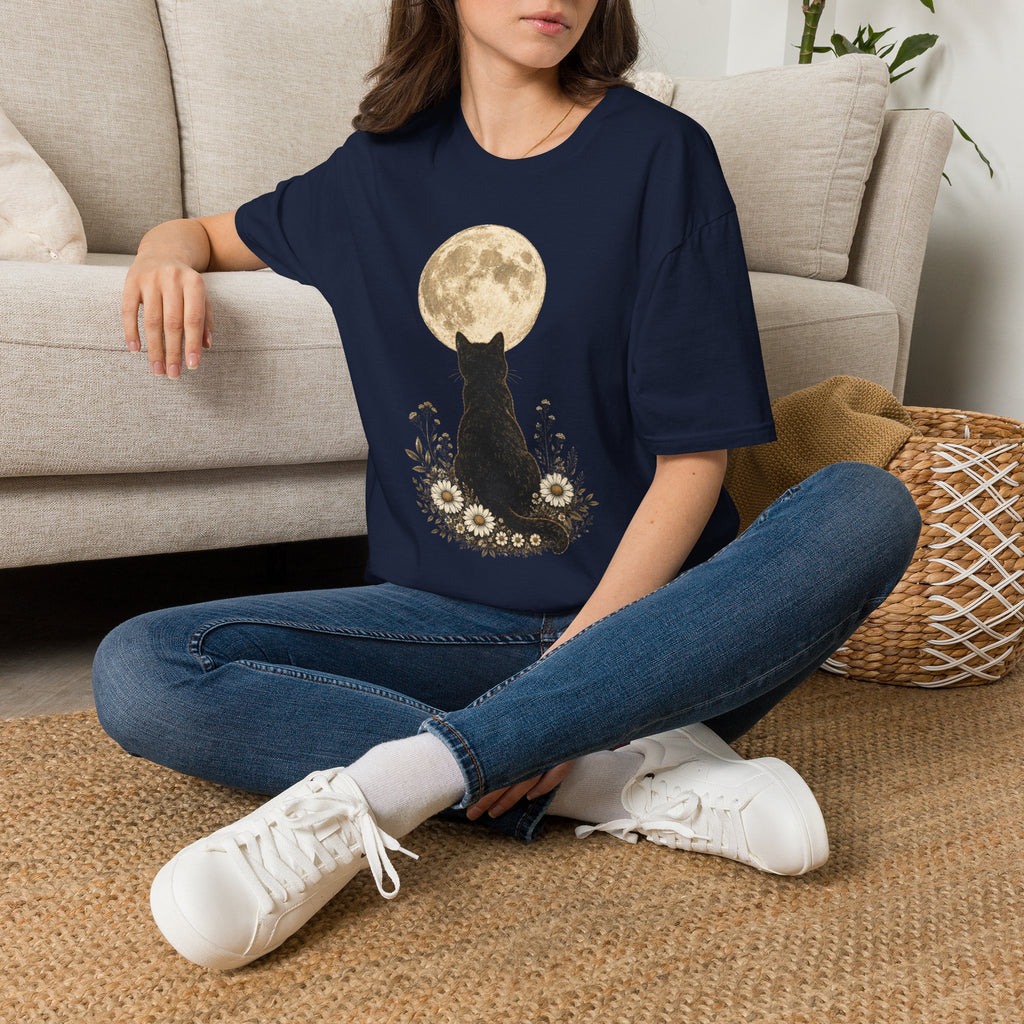 Black cat Moon T-Shirt