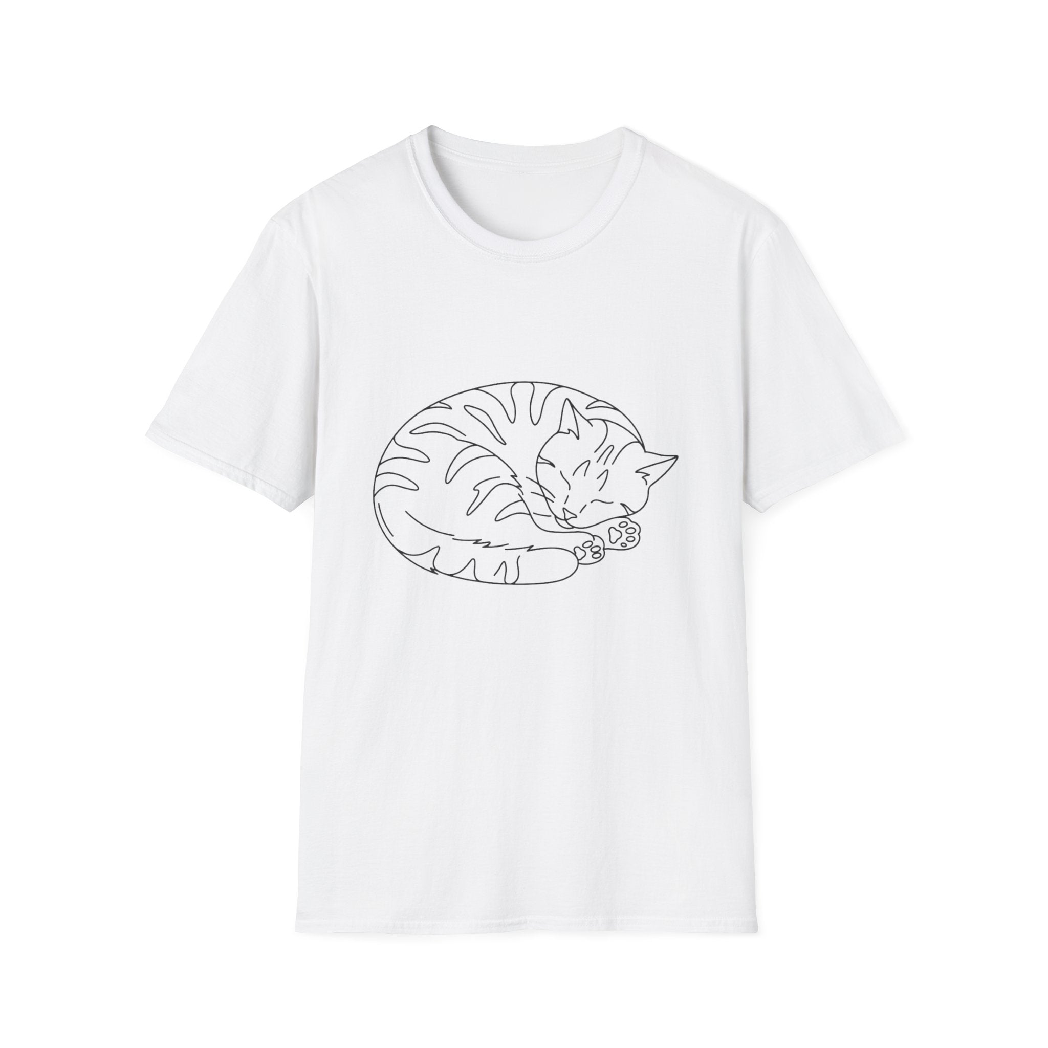 Cat Outline Black T-Shirt