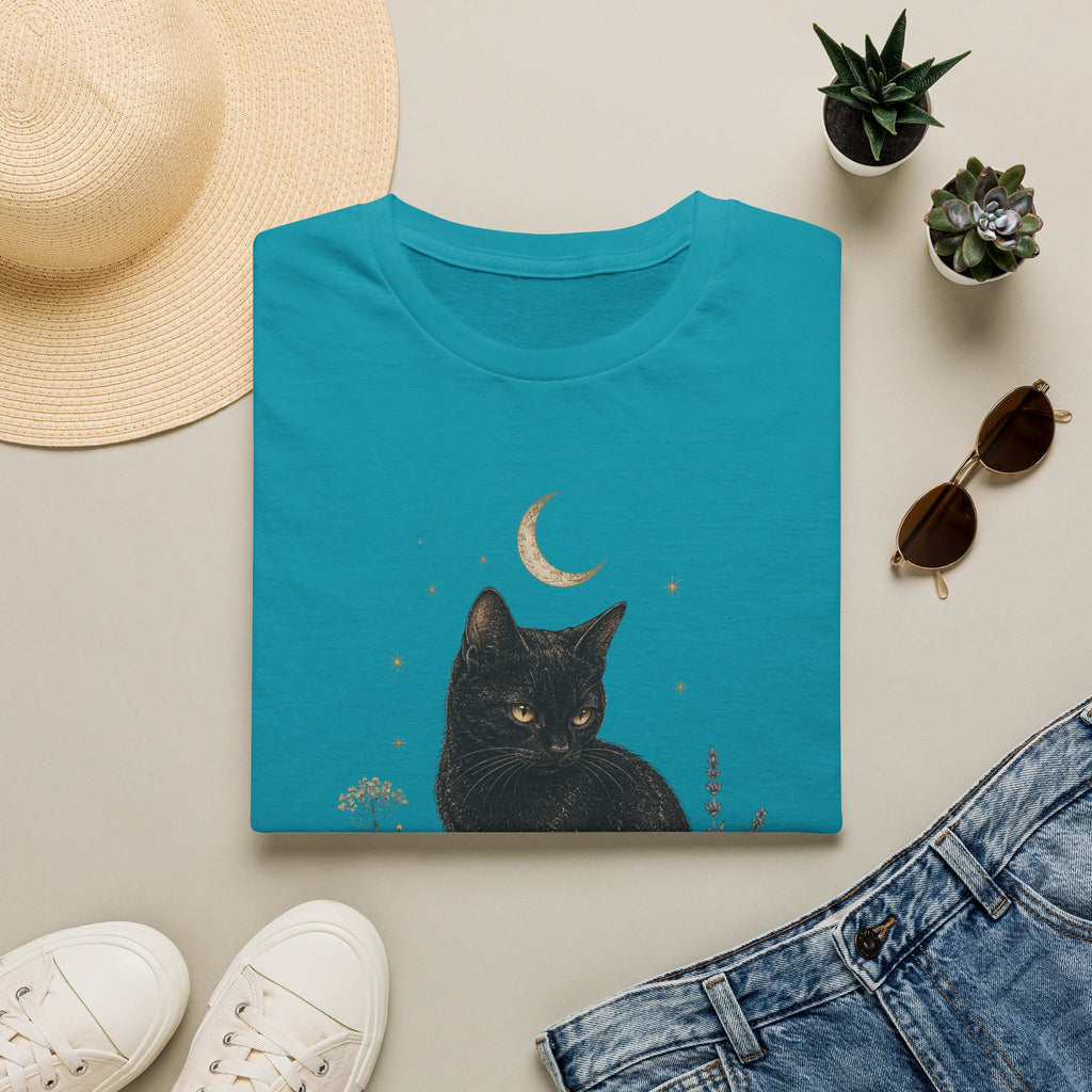 Black cat Moon Turned T-Shirt