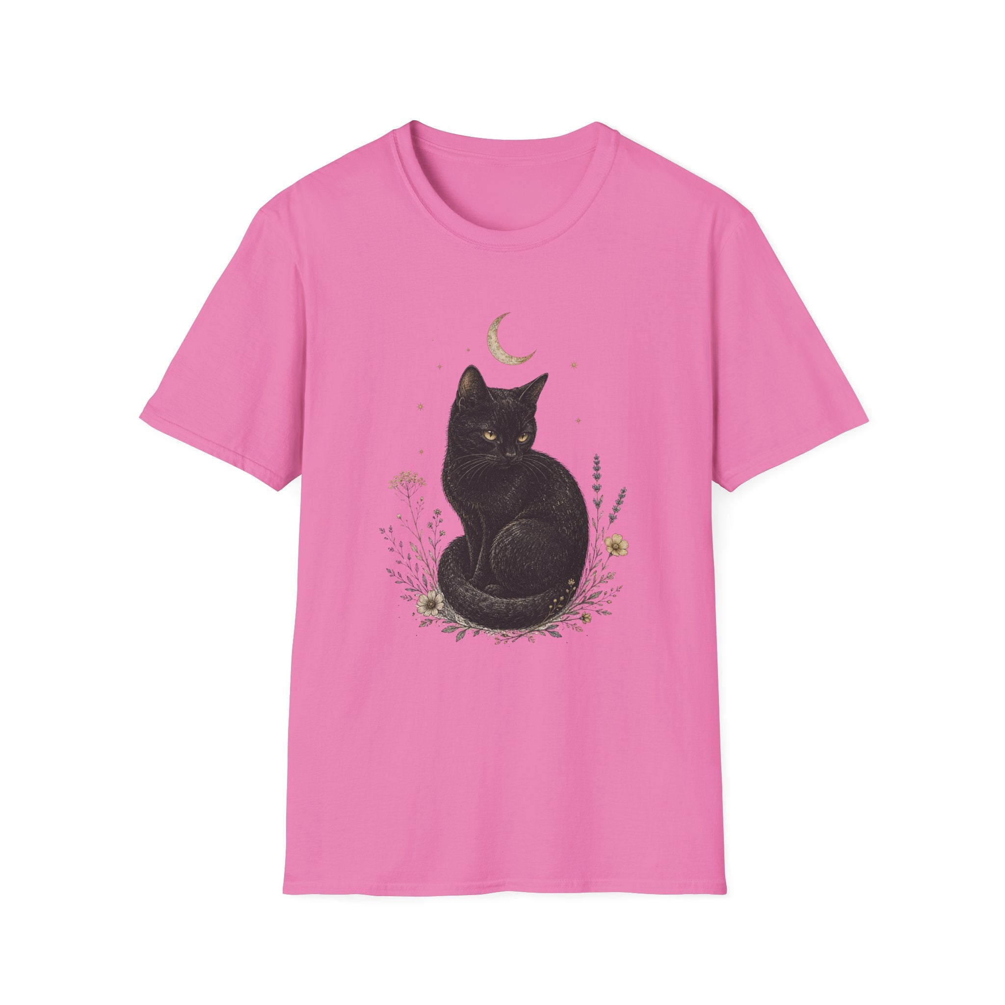 Black cat Moon Turned T-Shirt