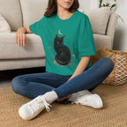 Black cat Moon Turned T-Shirt