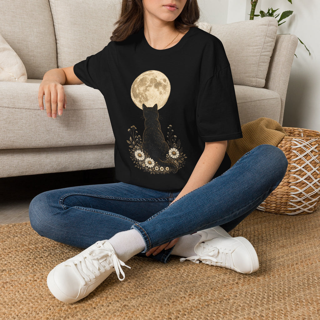 Black cat Moon T-Shirt