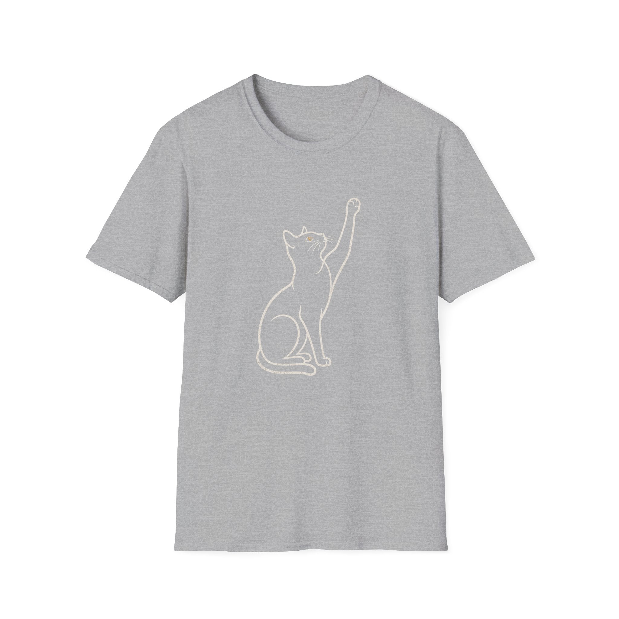 Cat Line Art White T-Shirt