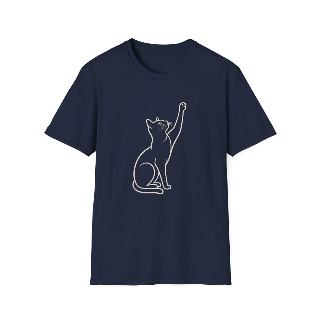 Cat Line Art White T-Shirt