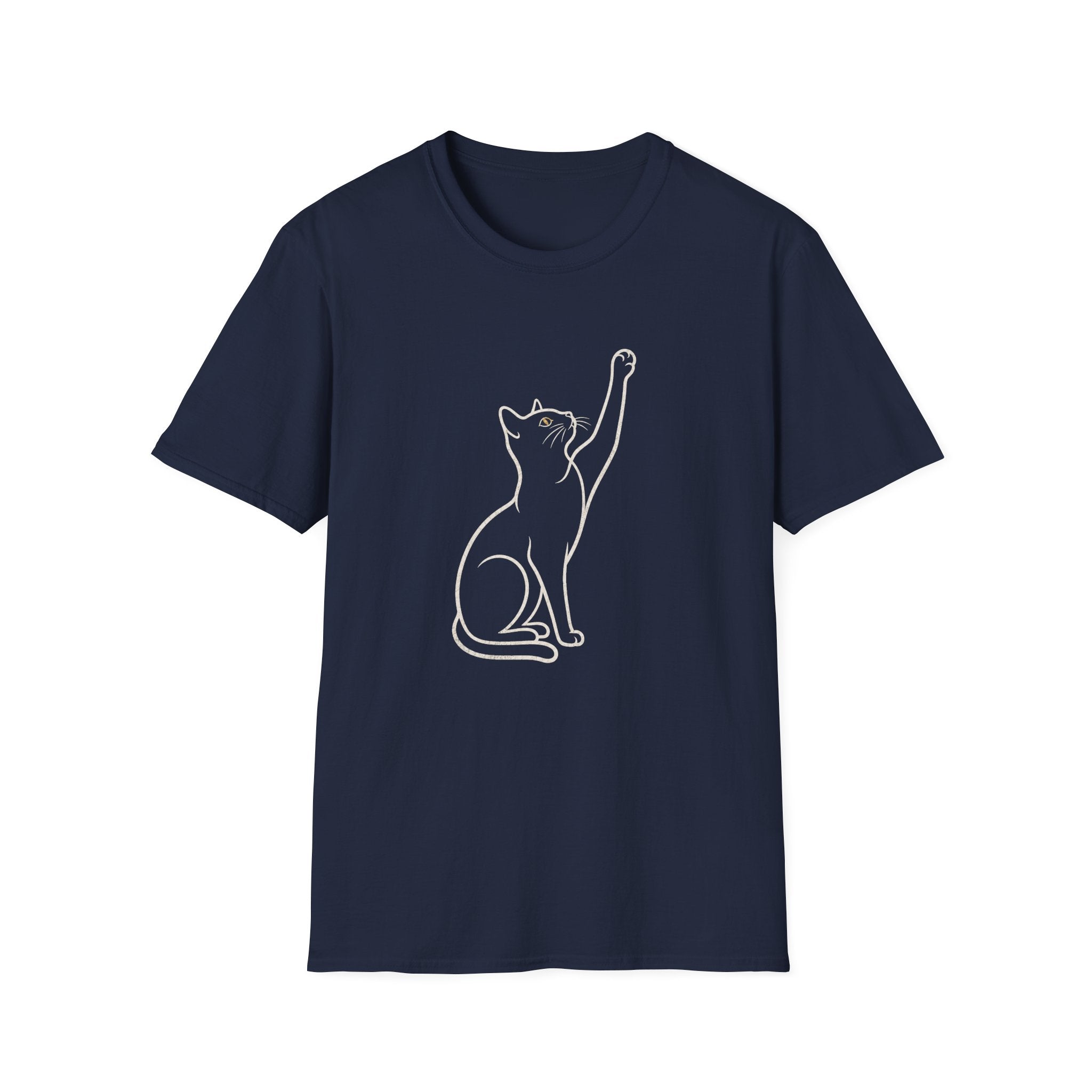 Cat Line Art White T-Shirt